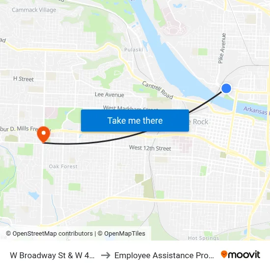 W Broadway St & W 4th St to Employee Assistance Program map