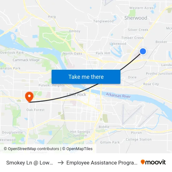 Smokey Ln @ Lowe's to Employee Assistance Program map