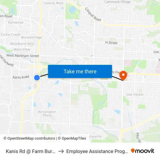 Kanis Rd @ Farm Bureau to Employee Assistance Program map