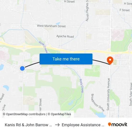 Kanis Rd & John Barrow (Farside) to Employee Assistance Program map