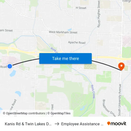 Kanis Rd & Twin Lakes Dr To Rctc to Employee Assistance Program map