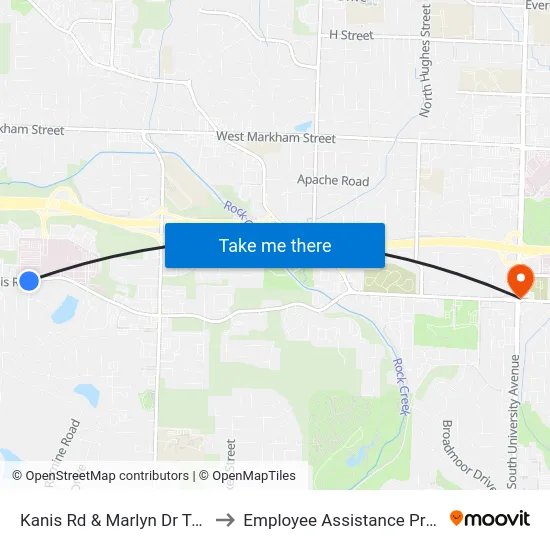 Kanis Rd & Marlyn Dr To Rctc to Employee Assistance Program map