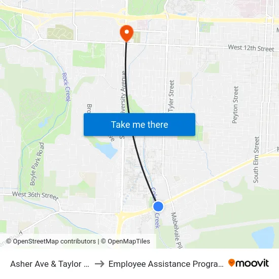 Asher Ave & Taylor St to Employee Assistance Program map