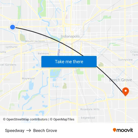 Speedway to Beech Grove map