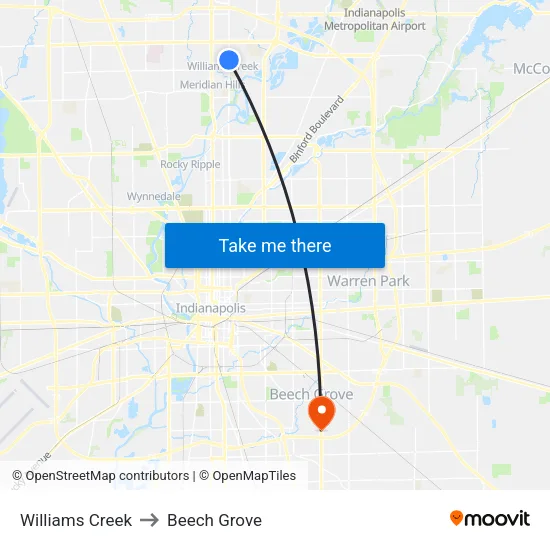 Williams Creek to Beech Grove map