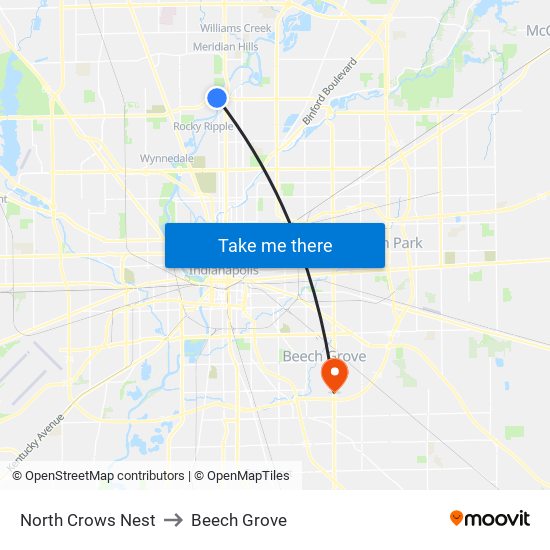 North Crows Nest to Beech Grove map