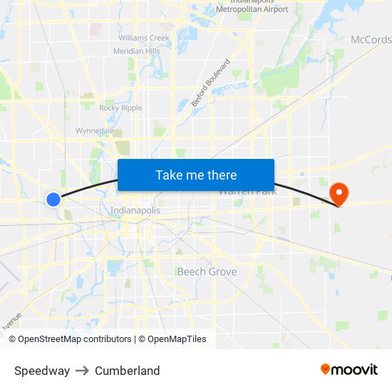 Speedway to Cumberland map