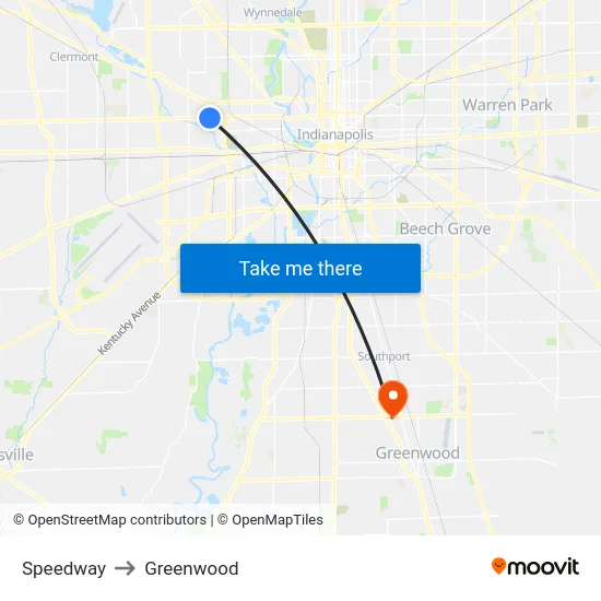Speedway to Greenwood map