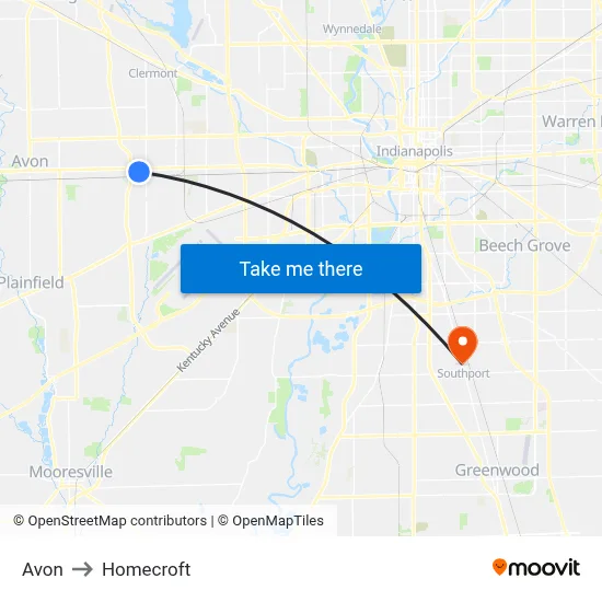 Avon to Homecroft map