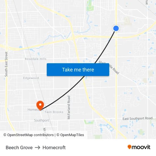 Beech Grove to Homecroft map