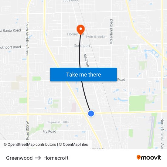 Greenwood to Homecroft map