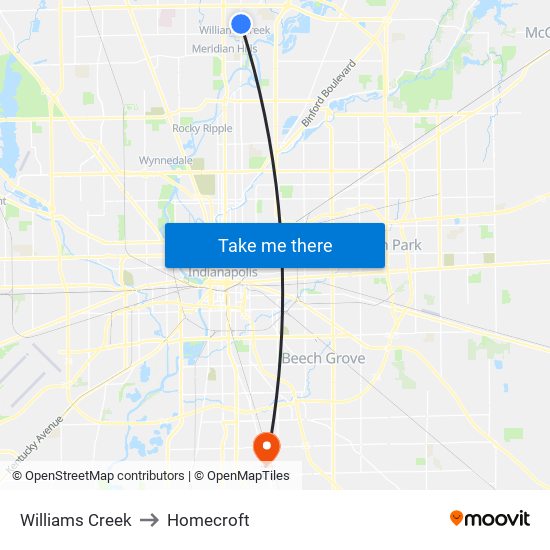 Williams Creek to Homecroft map