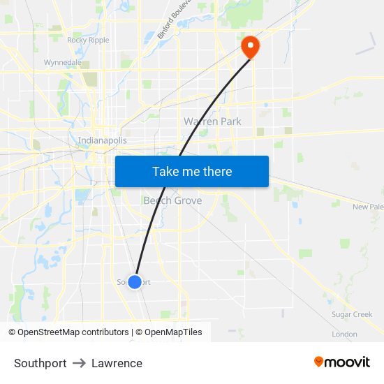 Southport to Lawrence map