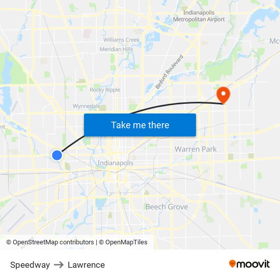 Speedway to Lawrence map