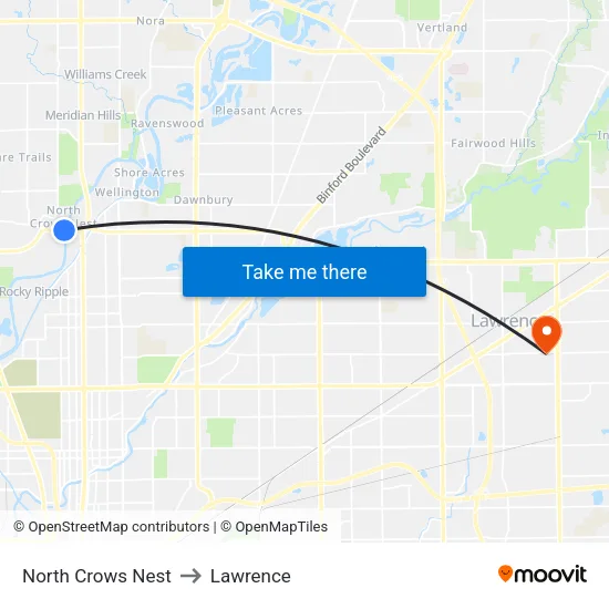 North Crows Nest to Lawrence map