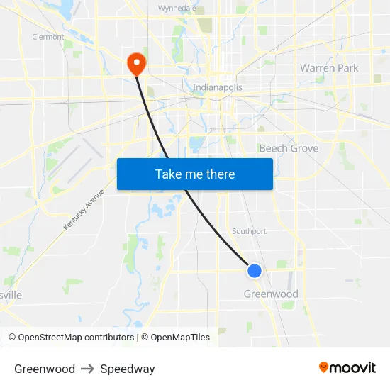 Greenwood to Speedway map