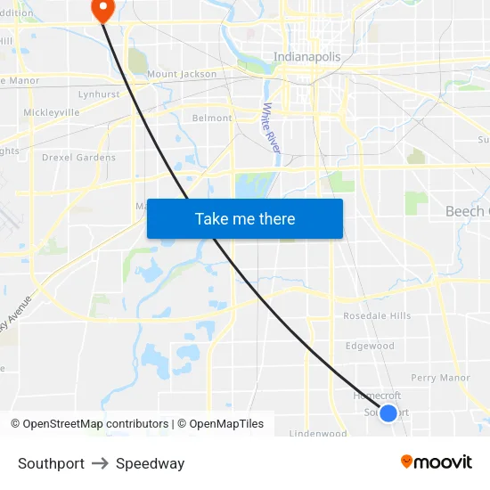 Southport to Speedway map