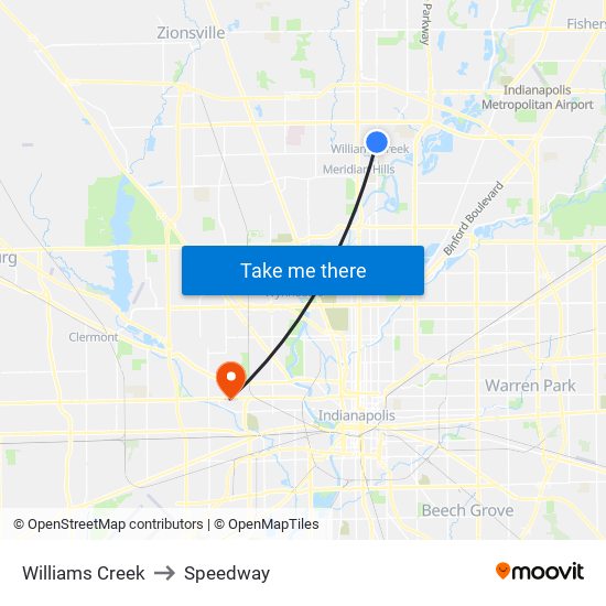 Williams Creek to Speedway map