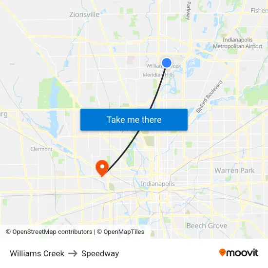 Williams Creek to Speedway map