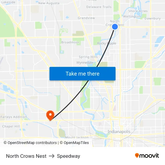North Crows Nest to Speedway map