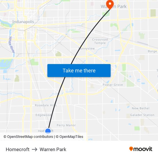 Homecroft to Warren Park map