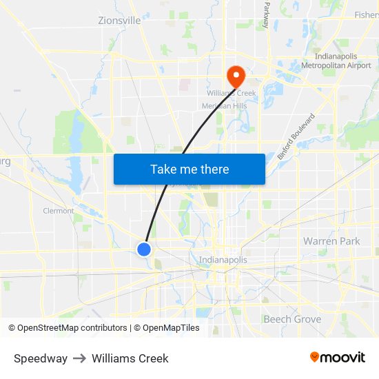 Speedway to Williams Creek map