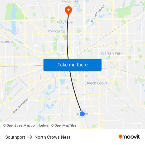 Southport to North Crows Nest map