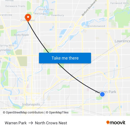 Warren Park to North Crows Nest map