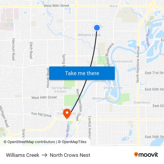 Williams Creek to North Crows Nest map