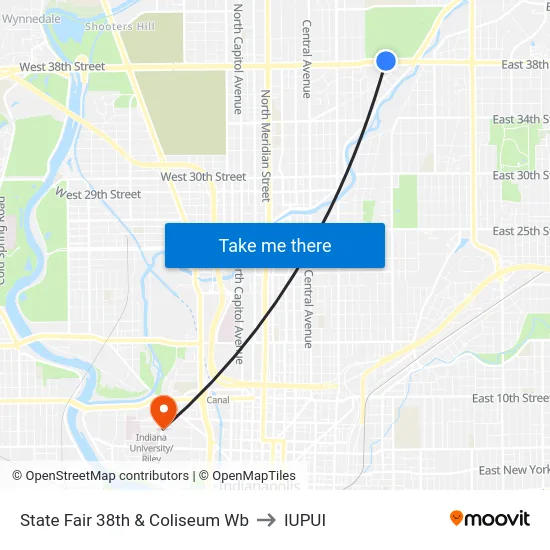 State Fair 38th & Coliseum Wb to IUPUI map
