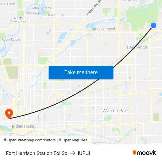 Fort Harrison Station Eol Sb to IUPUI map