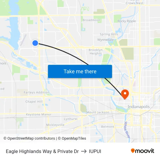 Eagle Highlands Way & Private Dr to IUPUI map