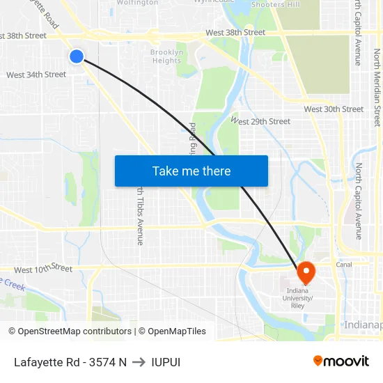 Lafayette Rd - 3574 N to IUPUI map