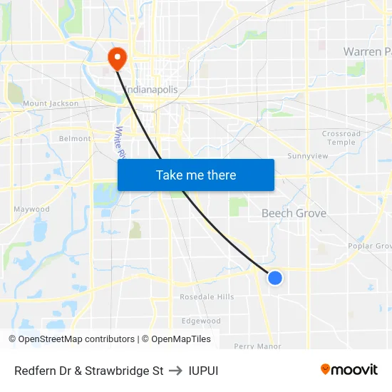 Redfern Dr & Strawbridge St to IUPUI map