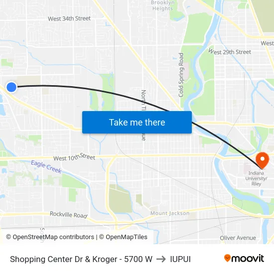 Shopping Center Dr & Kroger - 5700 W to IUPUI map