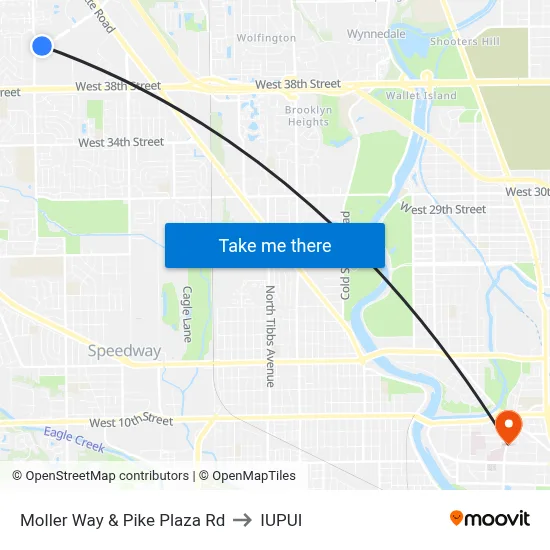 Moller Way & Pike Plaza Rd to IUPUI map