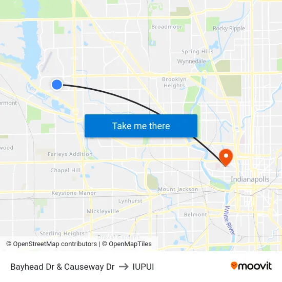 Bayhead Dr & Causeway Dr to IUPUI map