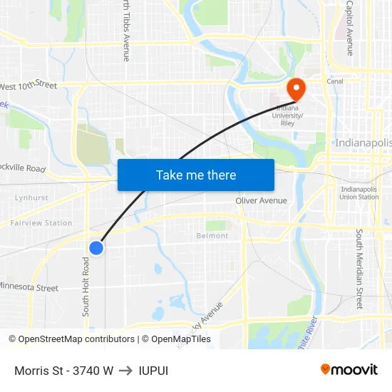 Morris St - 3740 W to IUPUI map