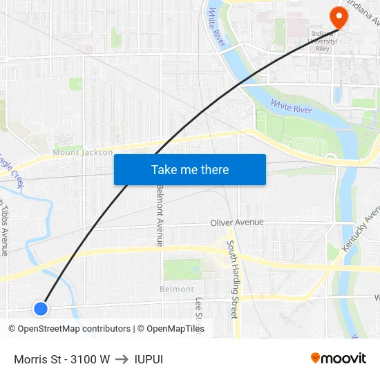 Morris St - 3100 W to IUPUI map