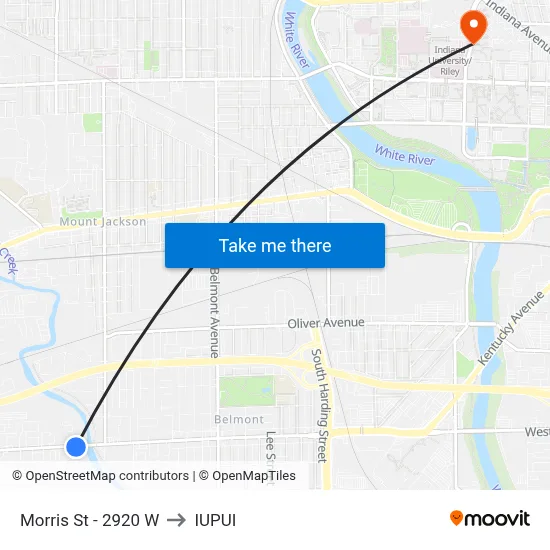 Morris St - 2920 W to IUPUI map