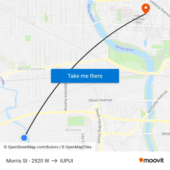 Morris St - 2920 W to IUPUI map