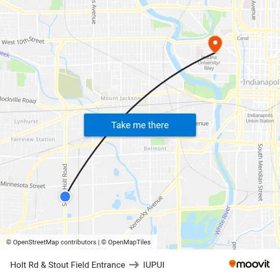 Holt Rd & Stout Field Entrance to IUPUI map