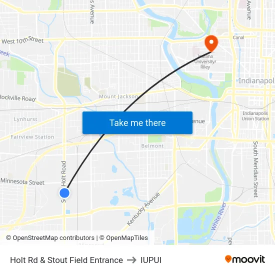 Holt Rd & Stout Field Entrance to IUPUI map