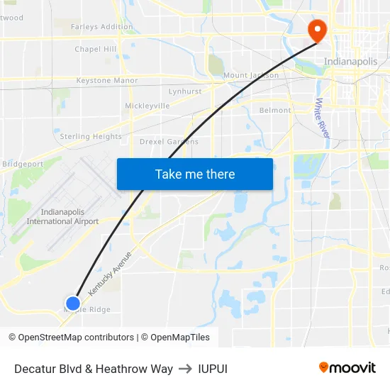 Decatur Blvd & Heathrow Way to IUPUI map