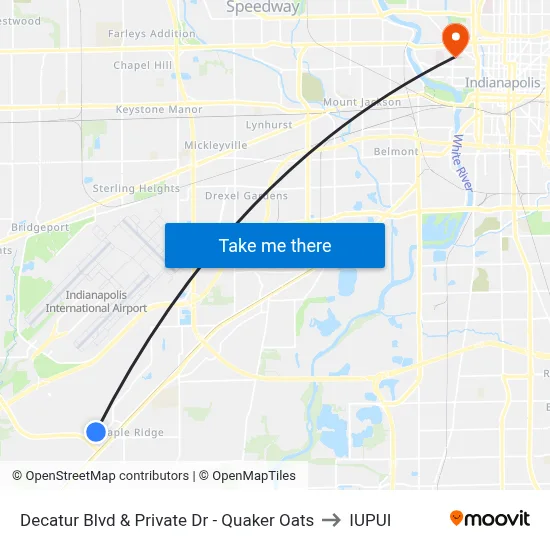 Decatur Blvd & Private Dr - Quaker Oats to IUPUI map