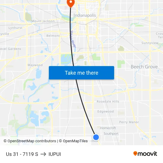 Us 31 - 7119 S to IUPUI map