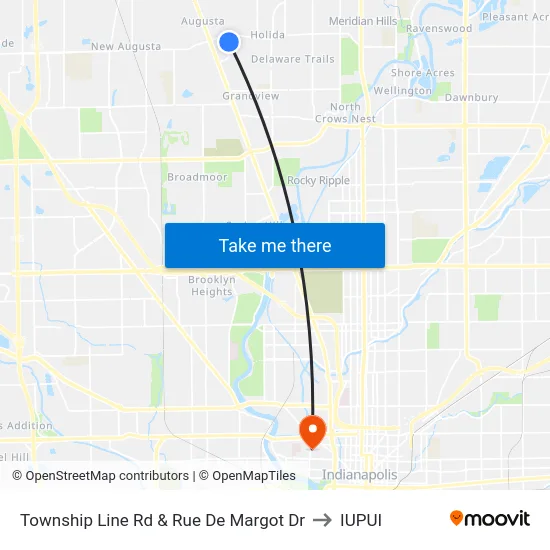 Township Line Rd & Rue De Margot Dr to IUPUI map