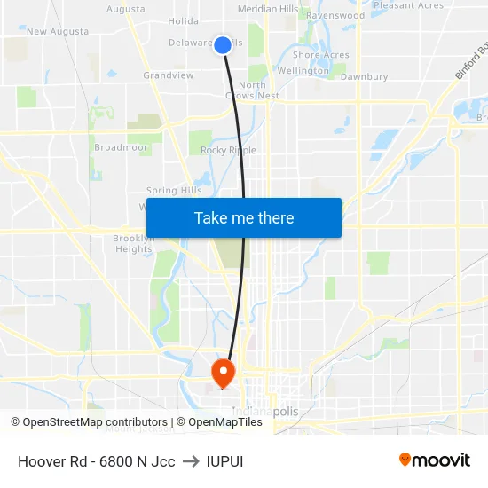 Hoover Rd - 6800 N Jcc to IUPUI map