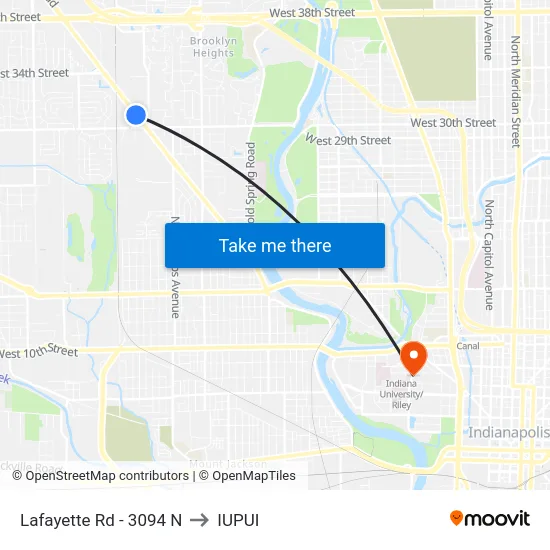 Lafayette Rd - 3094 N to IUPUI map