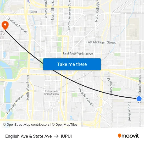 English Ave & State Ave to IUPUI map